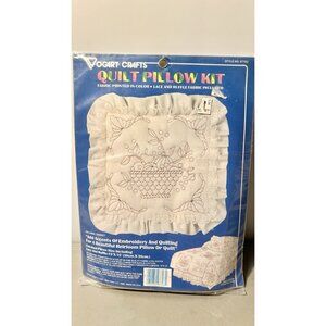 TWO Quilt Pillow Kit with Lace & Ruffle #8770G - 15" x 15"  - Vogart Crafts
